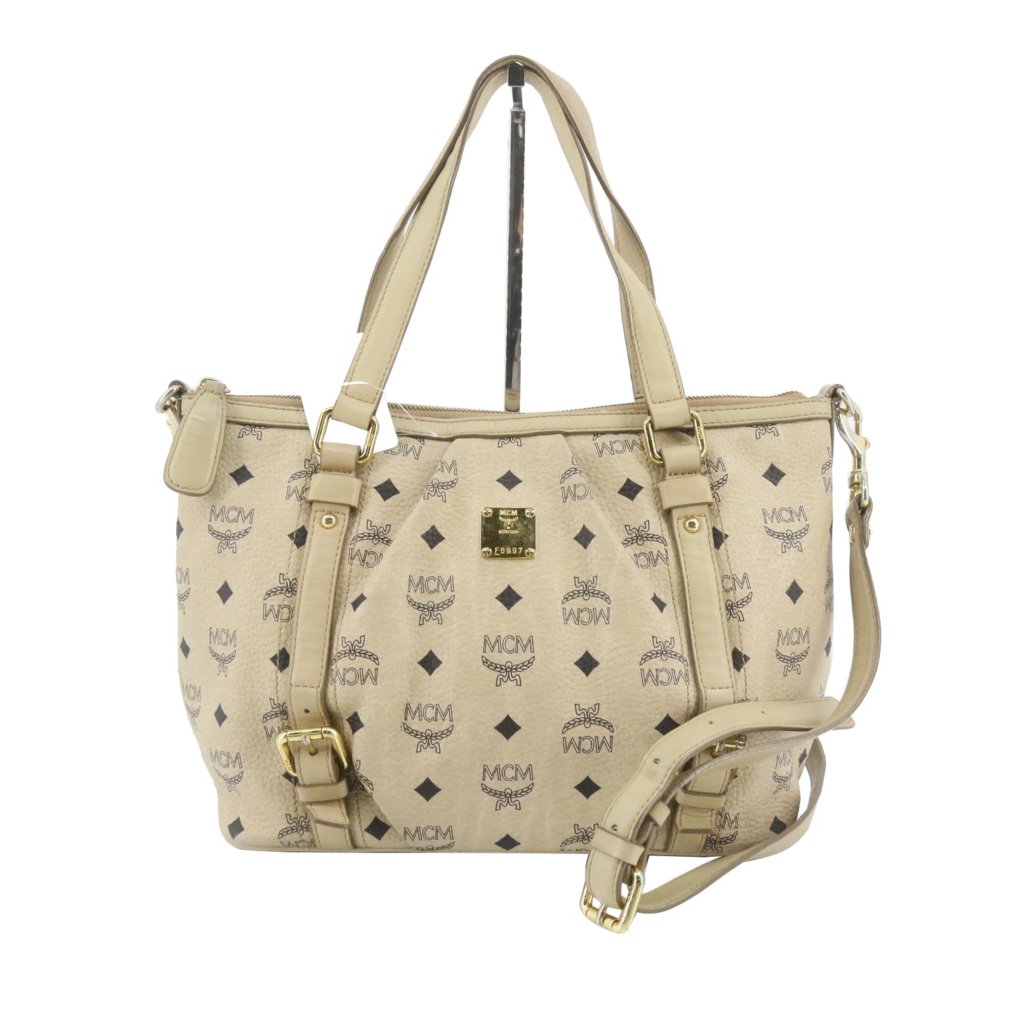 Beige Visetos Shoulder Bag