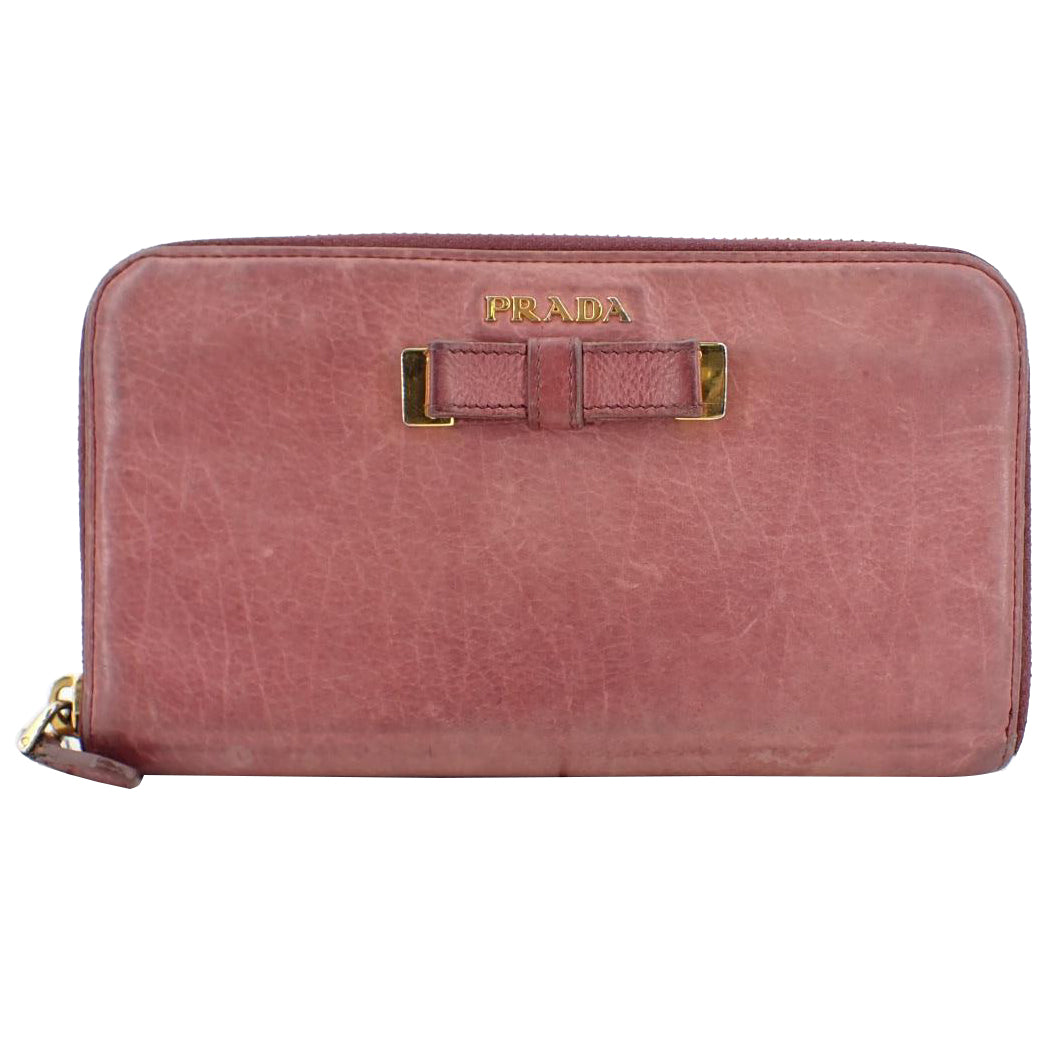 Pink Leather Long Wallet