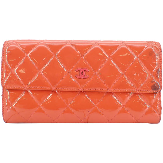 Orange Enamel Long Wallet