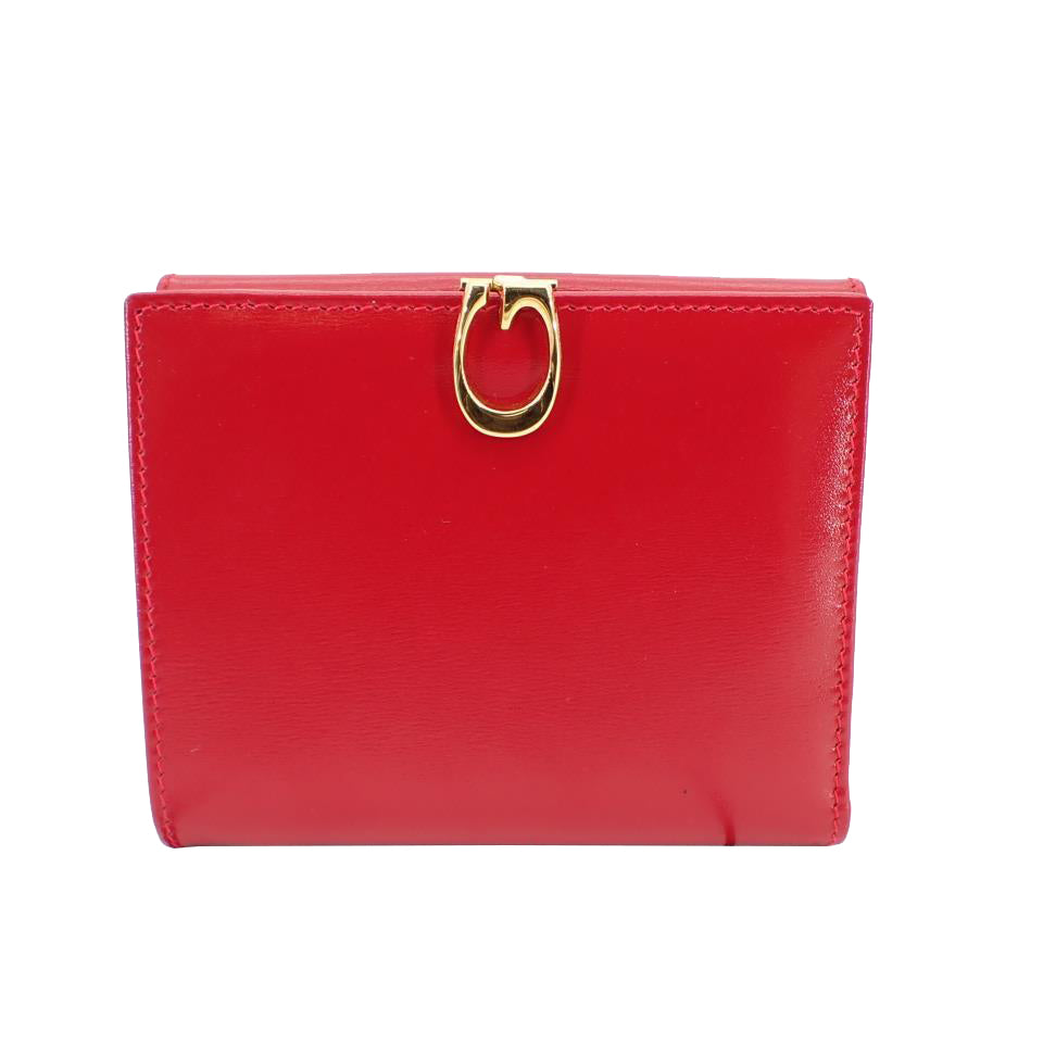 Red Leather Compact Wallet