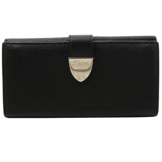 Black Leather Long Wallet