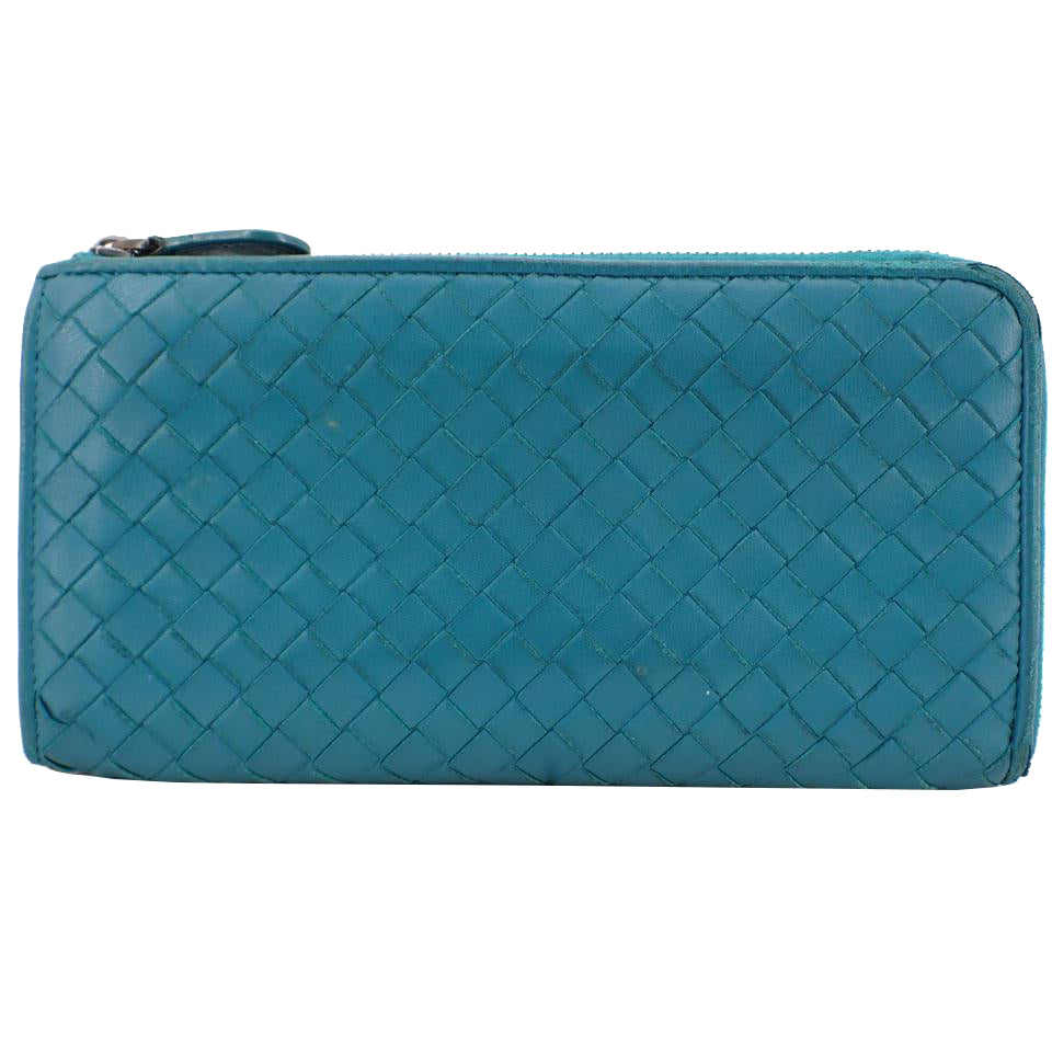 Blue Intrecciato Zippy Wallet