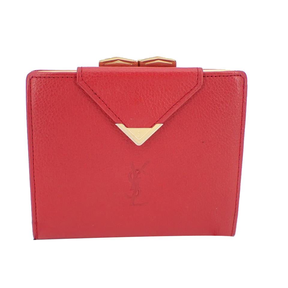 Red Leather Compact Wallet