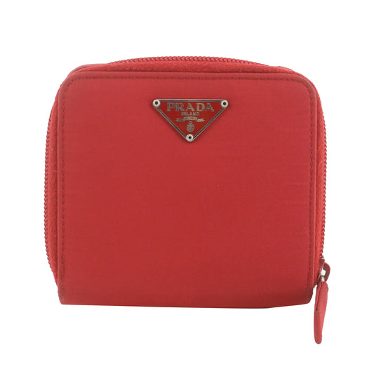 Red Nylon Compact Wallet