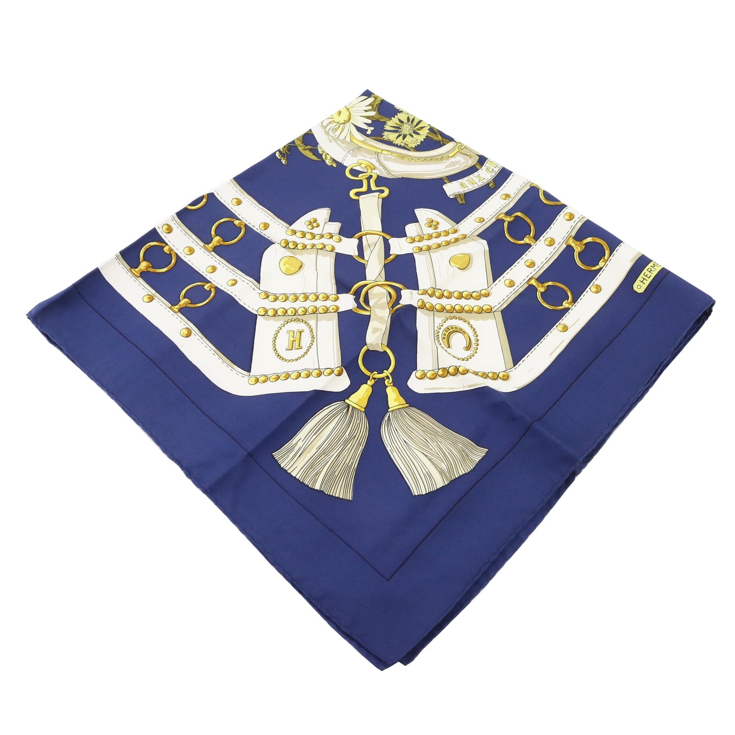 Navy Blue Silk Scarf