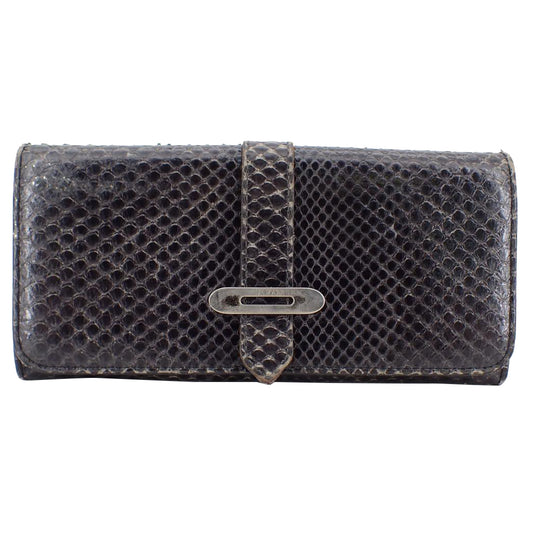 Black Python Leather Long Wallet