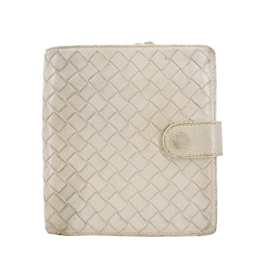 White Intrecciato Compact Wallet