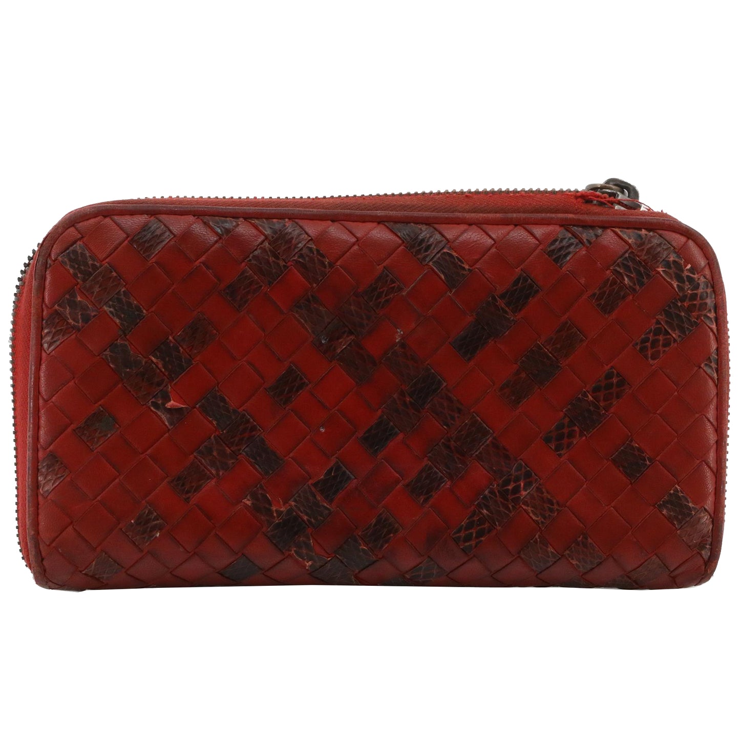 Red Intrecciato Zippy Wallet