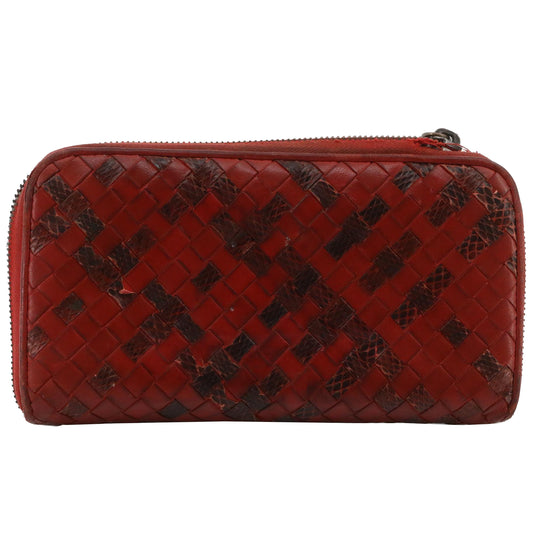 Red Intrecciato Zippy Wallet