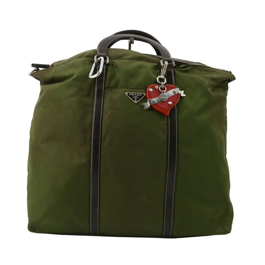 Green Nylon 2 Way Shoulder Bag