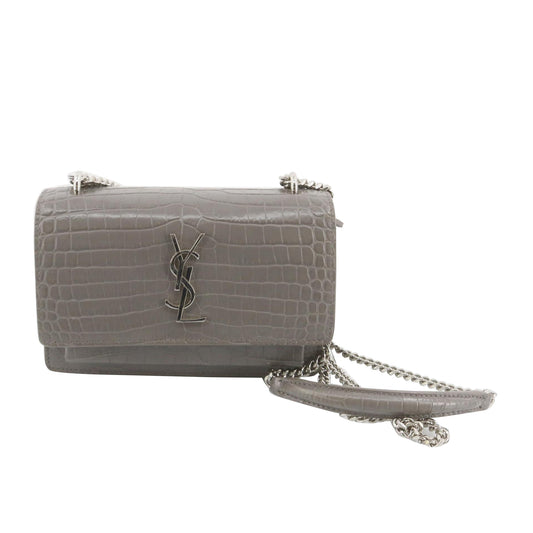 Gray Croc Shoulder Bag