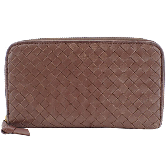 Brown Intrecciato Zippy Wallet