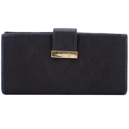 Black GG Canvas Long Wallet