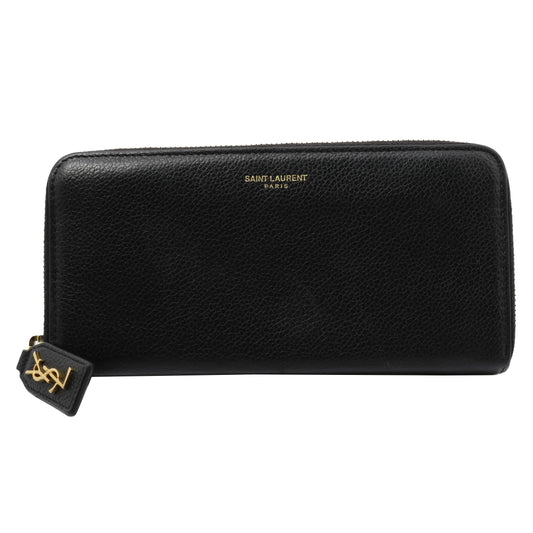 Black Leather Zippy Wallet