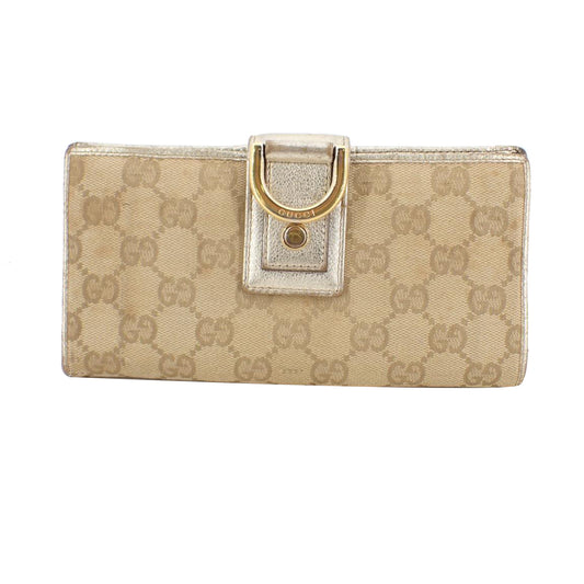 Beige GG Canvas Long Wallet