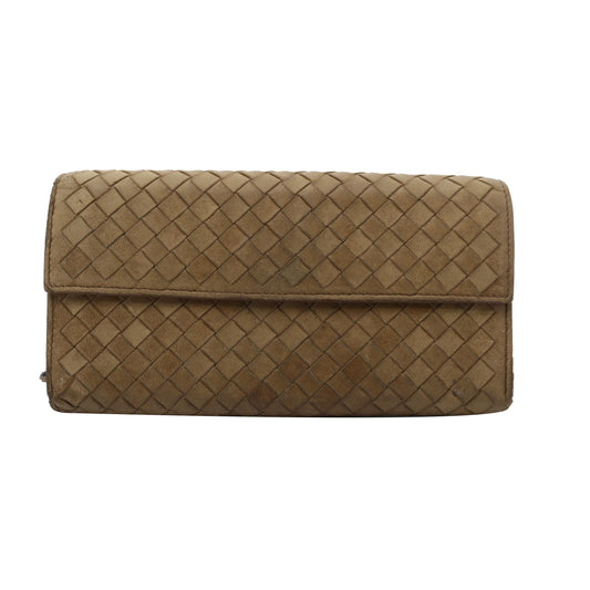 Brown Intrecciato Long Wallet