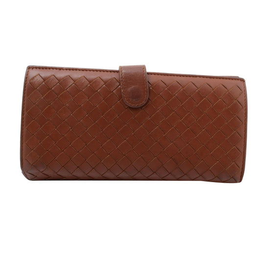 Brown Intrecciato Long Wallet