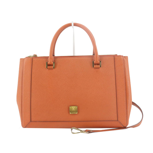 Orange Leather 2 Way Shoulder bag