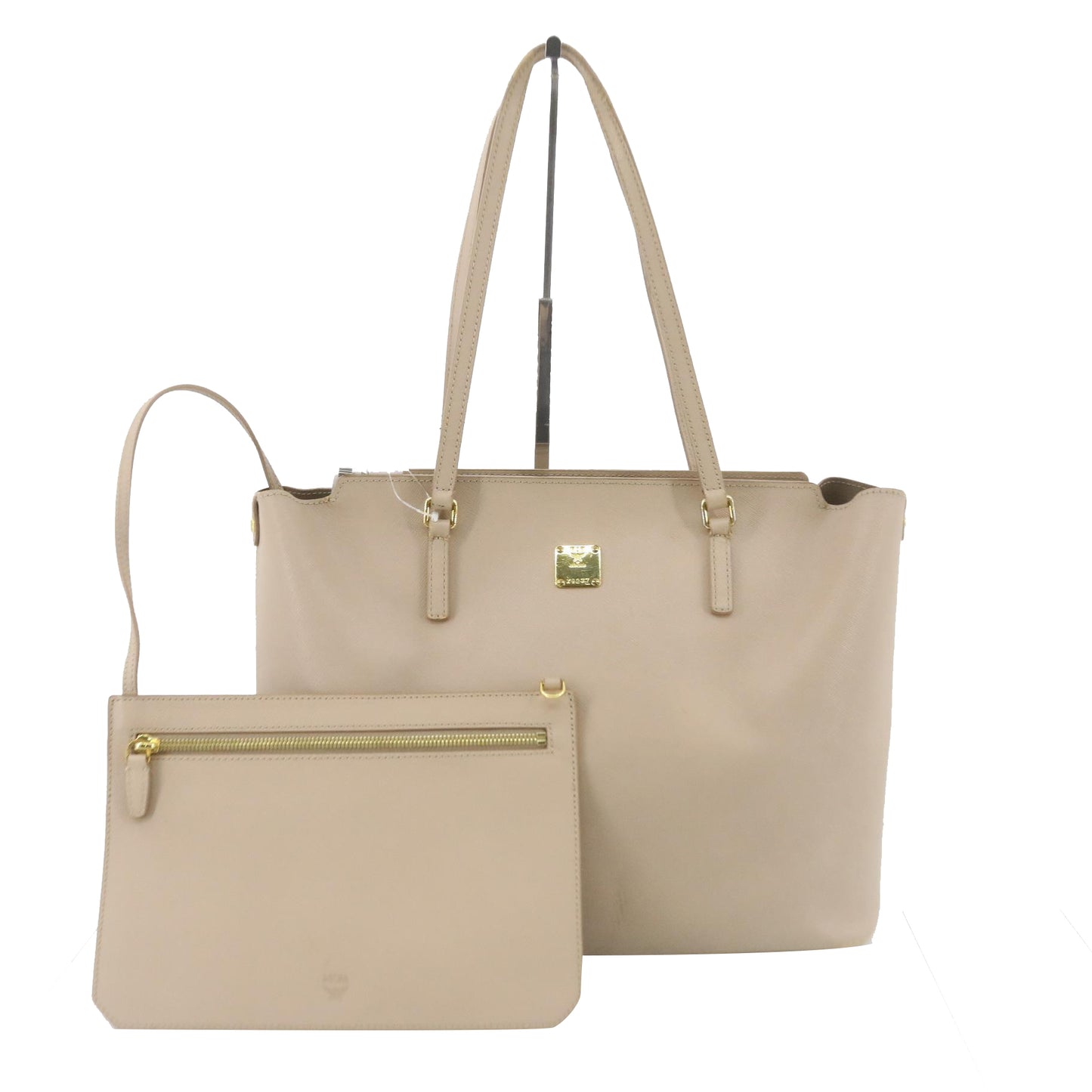 Beige Leather Tote Bag