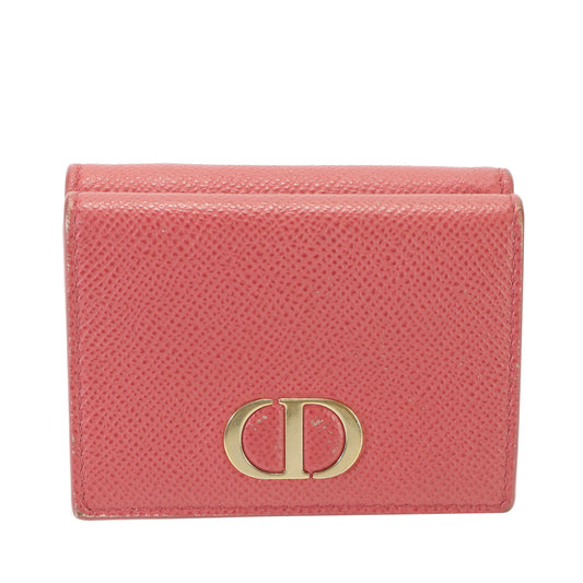 Pink Leather Tri-Fold Wallet