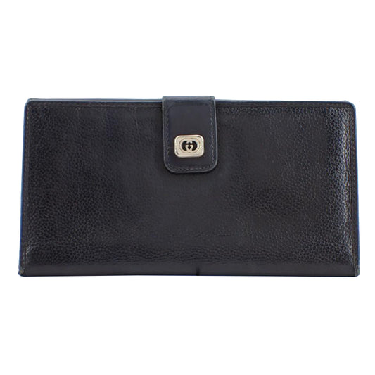 Black Leather Long Wallet