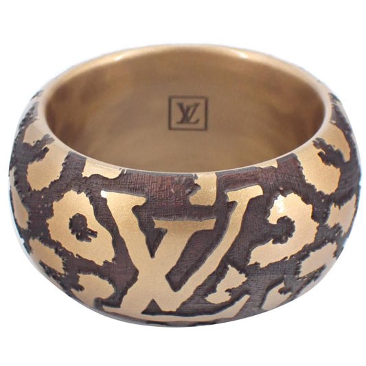 Wooden Golden Bangle Bracelet