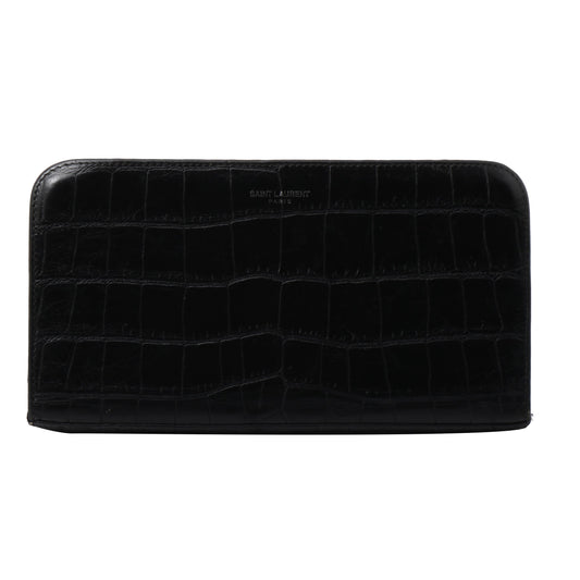 Black Crocodile  Zippy Organizer Wallet