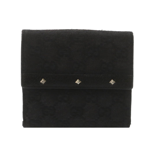 Black GG Canvas Compact Wallet