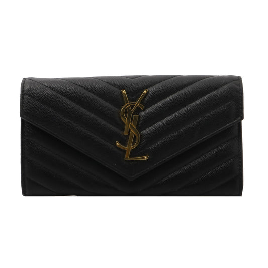 Black Caviar Skin Cassandra Long Wallet