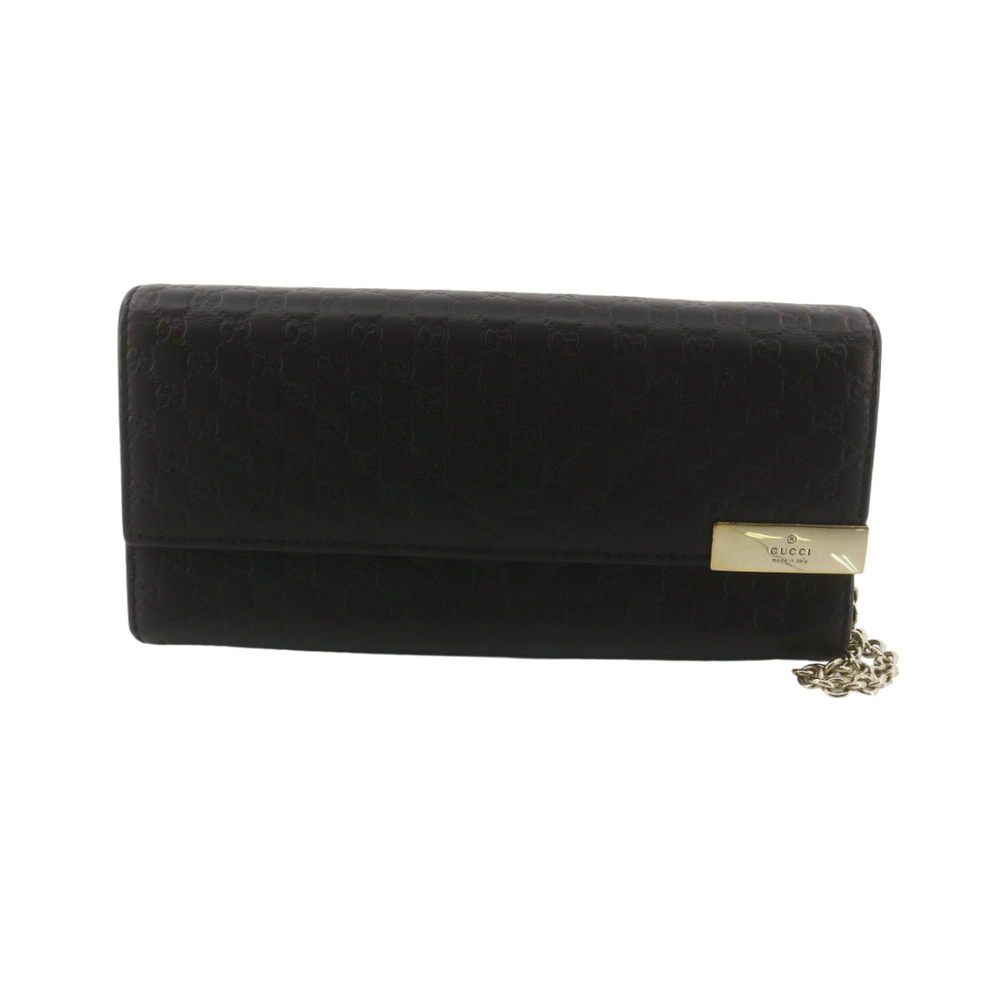 Black Micro GG Long Chain Wallet