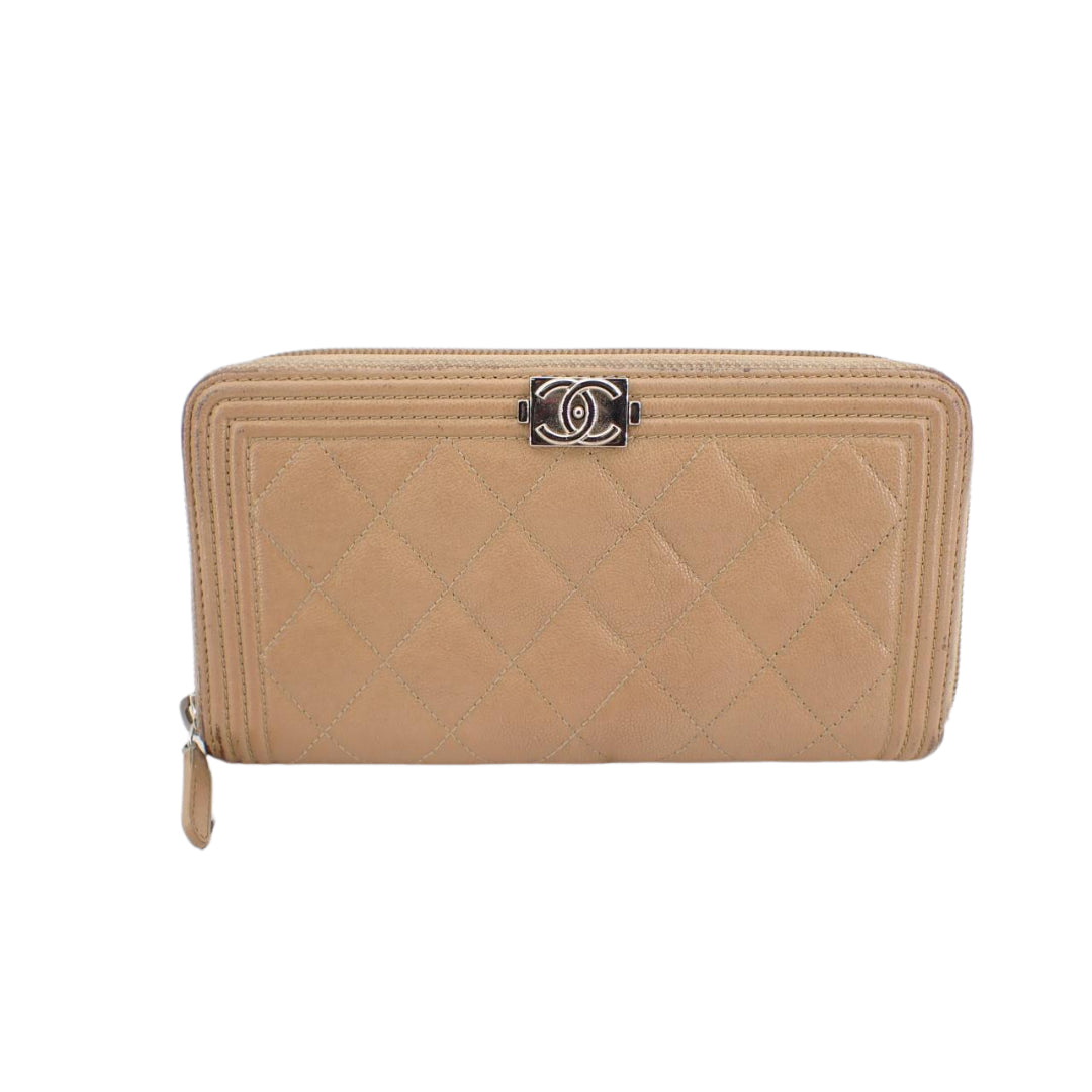 Beige Caviar Zippy Wallet