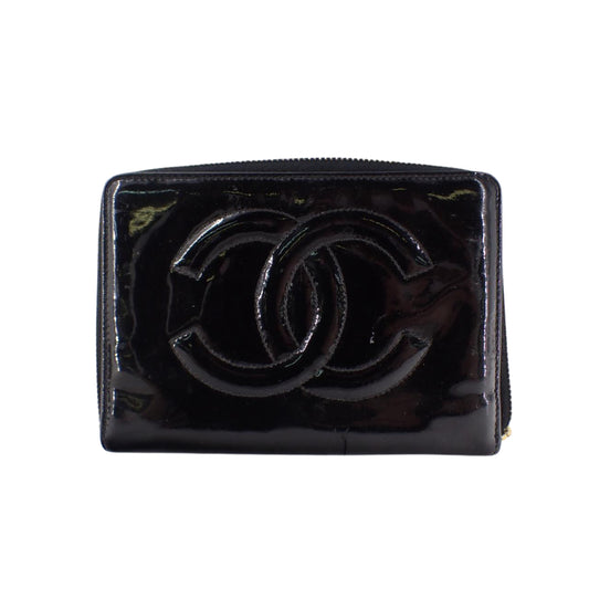 Black Enamel Bi-Fold Wallet