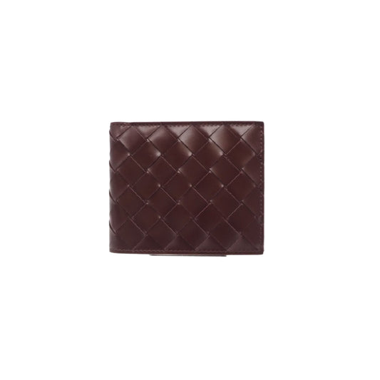 Maroon Intrecciato Bi-Fold Wallet