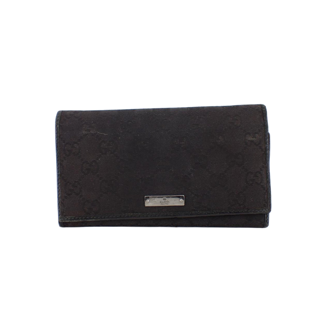 Black GG Canvas Long Wallet