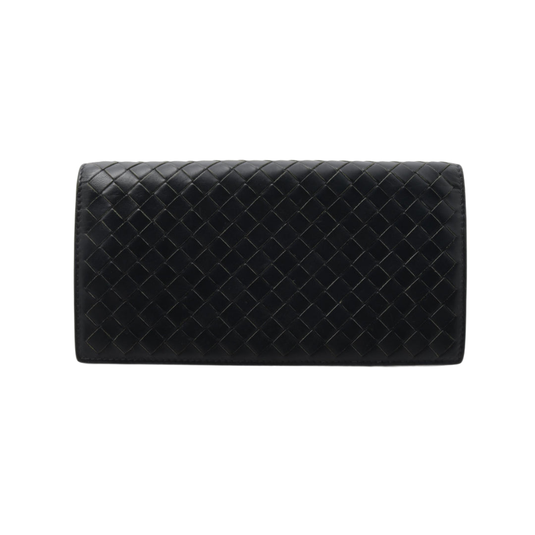 Black Intrecciato Long Wallet