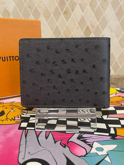 Louis Vuitton Black Ostritch Bi-Fold